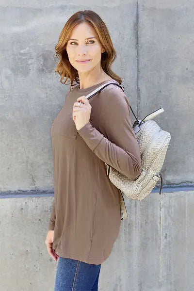 Basic Bae Full Size Round Neck Long Sleeve Top - Scarlett's Riverside Boutique
