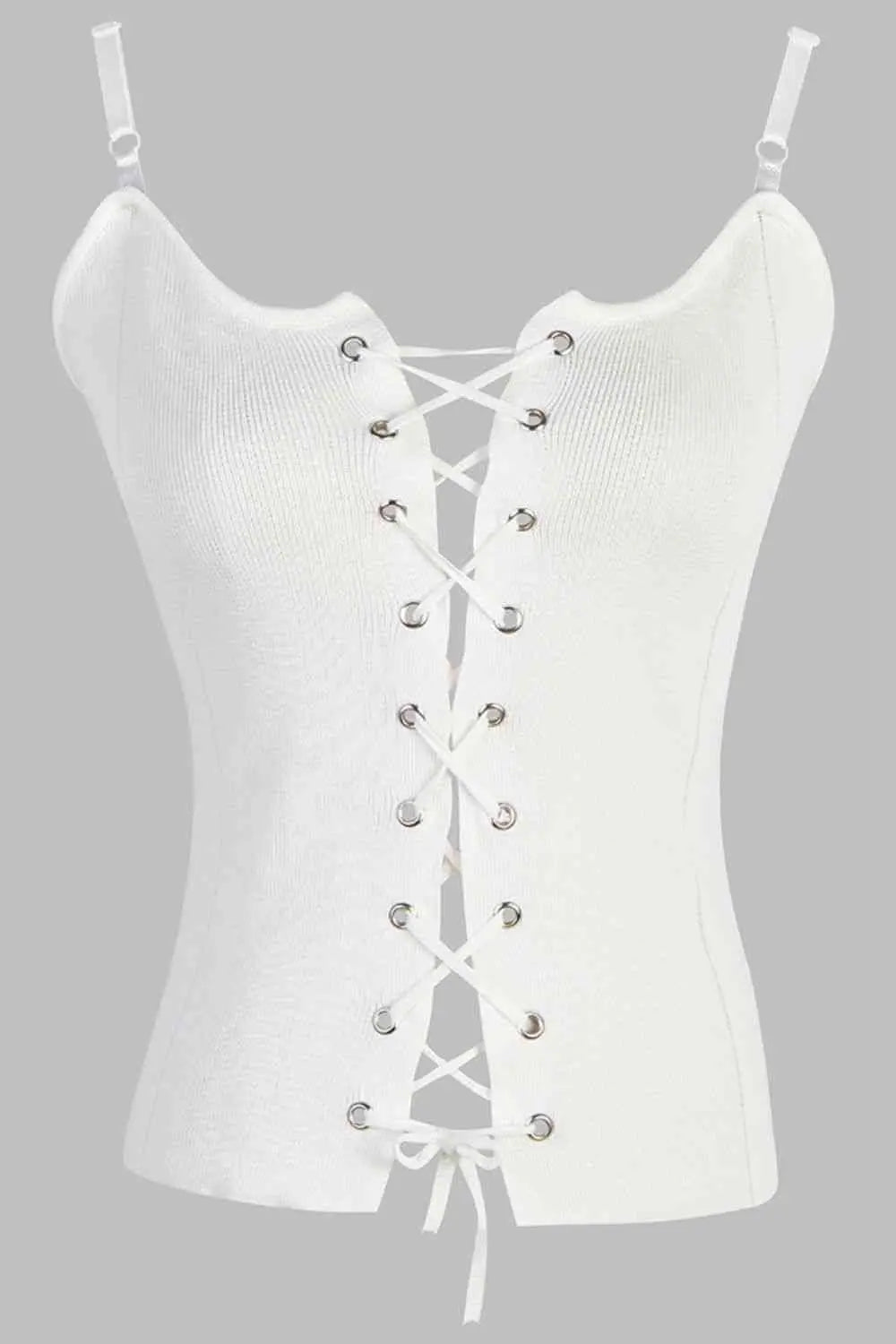 Lace-Up Knit Cami - Scarlett's Riverside Boutique