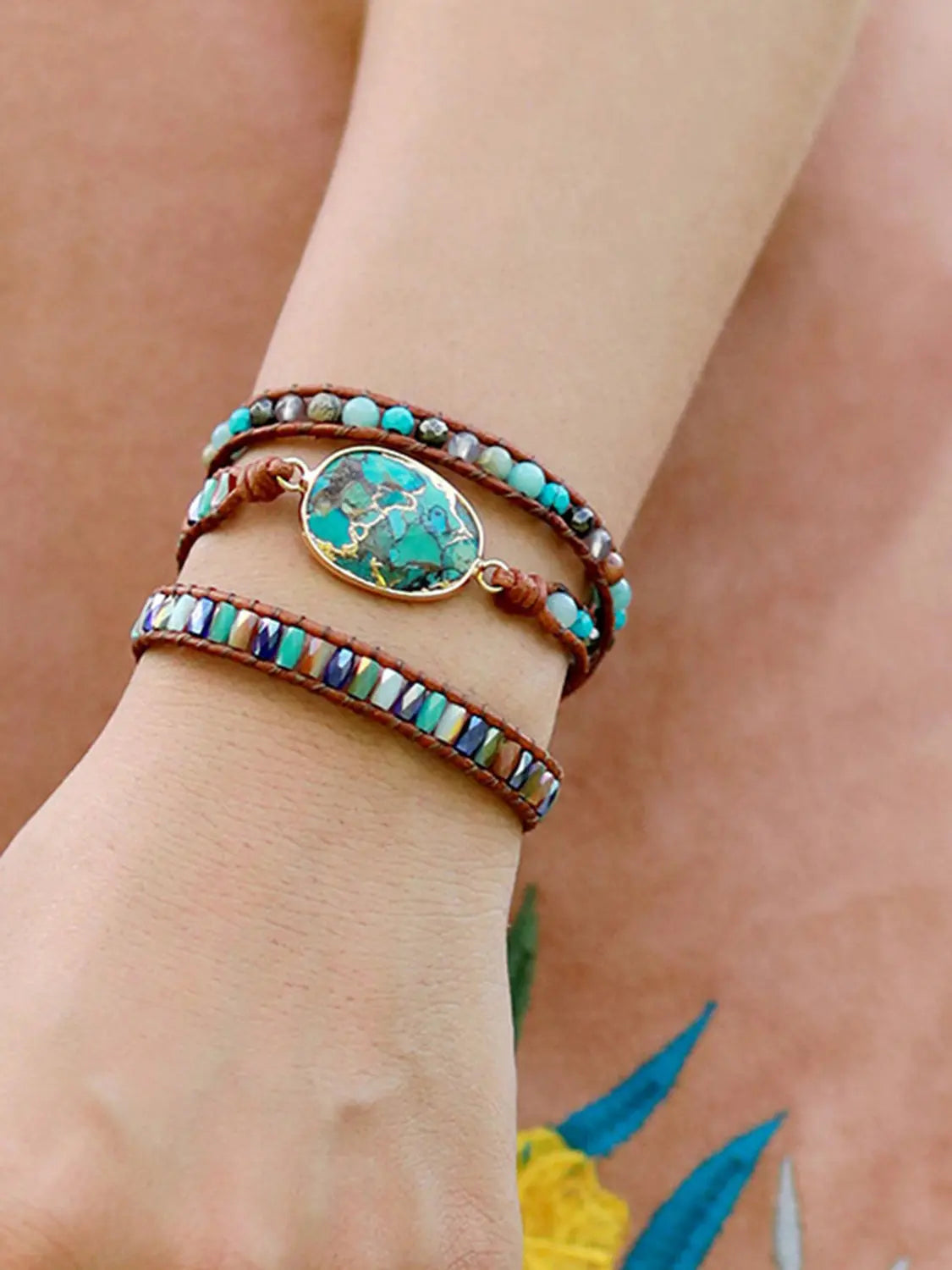 Triple-Layer Natural Stone Bracelet - Scarlett's Riverside Boutique
