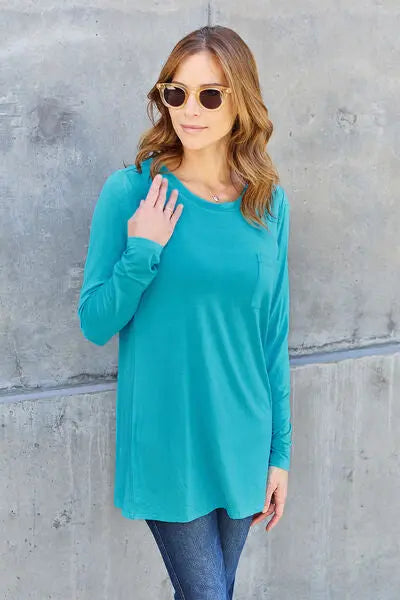 Basic Bae Full Size Round Neck Long Sleeve Top - Scarlett's Riverside Boutique