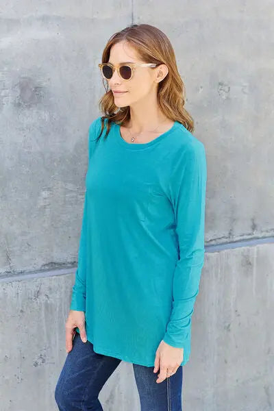 Basic Bae Full Size Round Neck Long Sleeve Top - Scarlett's Riverside Boutique