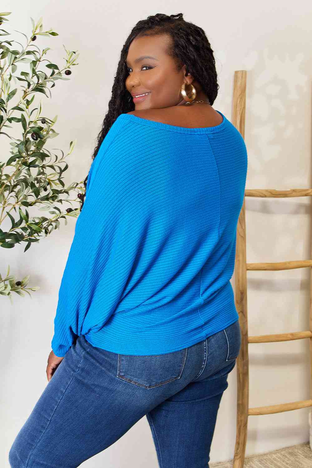 Zenana Full Size Round Neck Batwing Sleeve Blouse - Scarlett's Riverside Boutique