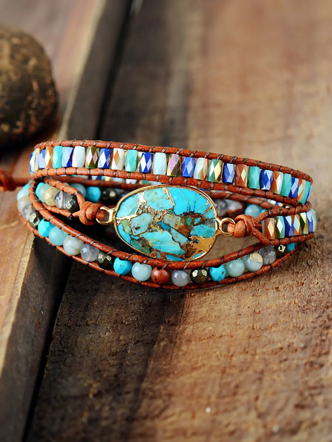 Triple-Layer Natural Stone Bracelet - Scarlett's Riverside Boutique