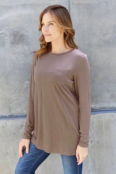 Basic Bae Full Size Round Neck Long Sleeve Top - Scarlett's Riverside Boutique