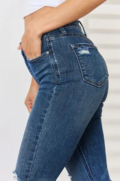 Judy Blue Full Size High Waist Distressed Slim Jeans - Scarlett's Riverside Boutique