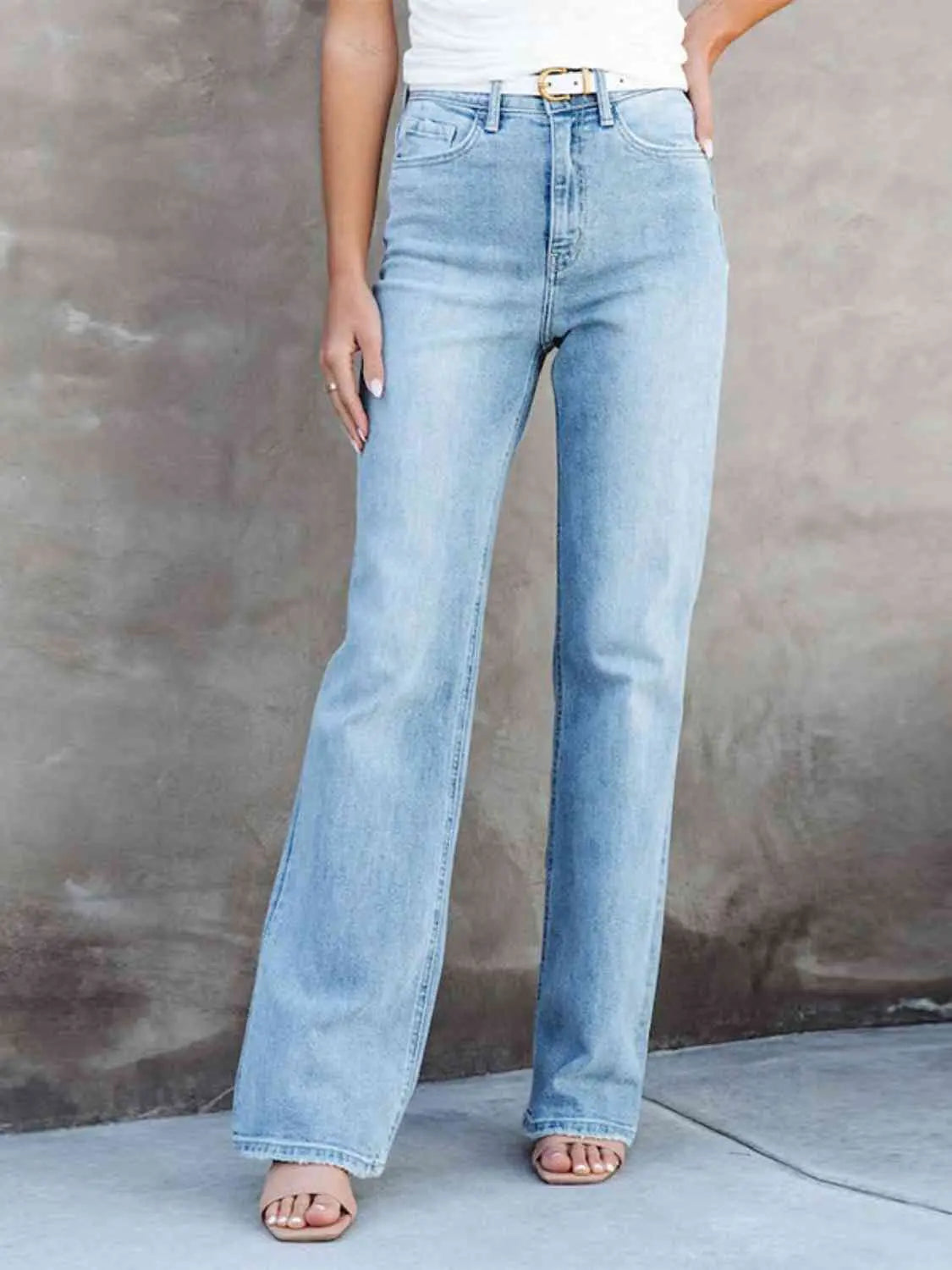 Washed Straight Leg Jeans - Scarlett's Riverside Boutique