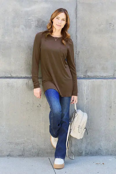 Basic Bae Full Size Round Neck Long Sleeve Top - Scarlett's Riverside Boutique