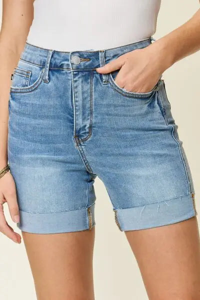 Judy Blue Full Size Tummy Control High Waist Denim Shorts - Scarlett's Riverside Boutique
