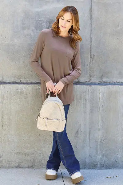 Basic Bae Full Size Round Neck Long Sleeve Top - Scarlett's Riverside Boutique