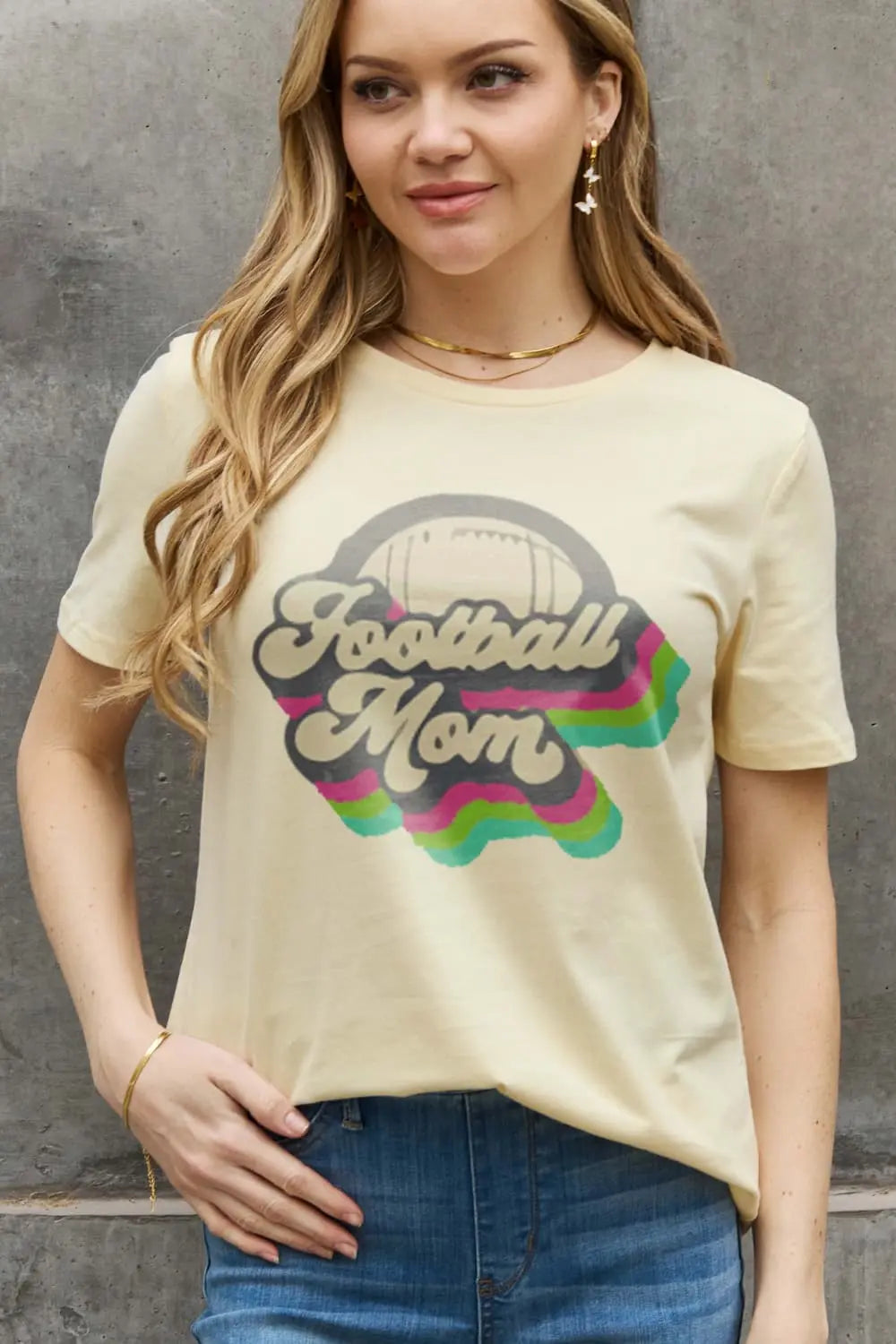 Simply Love Full Size FOOTBALL MOM Graphic Cotton Tee - Scarlett's Riverside Boutique