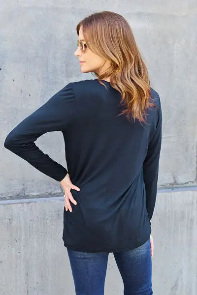 Basic Bae Full Size Round Neck Long Sleeve Top - Scarlett's Riverside Boutique