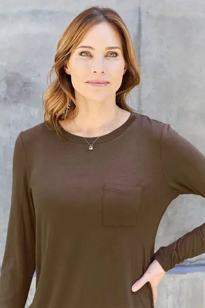 Basic Bae Full Size Round Neck Long Sleeve Top - Scarlett's Riverside Boutique