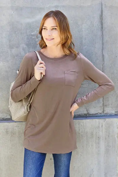 Basic Bae Full Size Round Neck Long Sleeve Top - Scarlett's Riverside Boutique