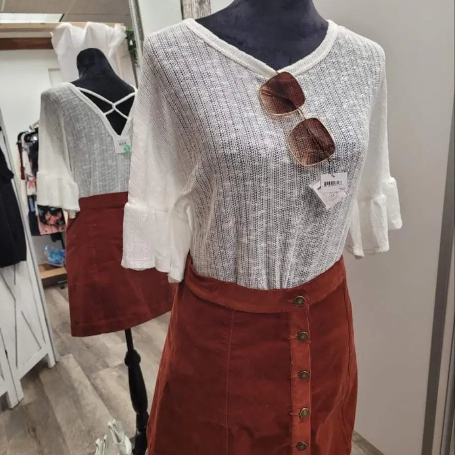 Ruffled White Tunic - Scarlett's Riverside Boutique