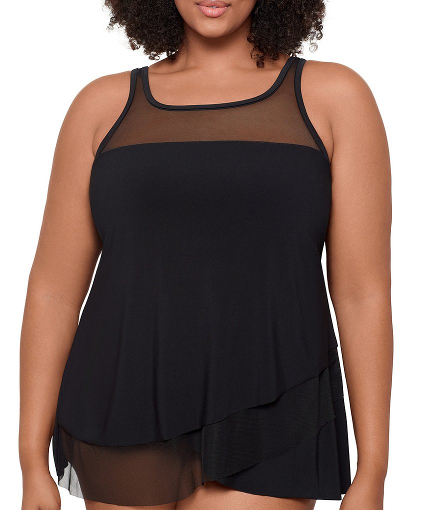 Miracle Suit Mirage Scoop Neck Underwire Tankini Swim Top. Sz 10. #A64
