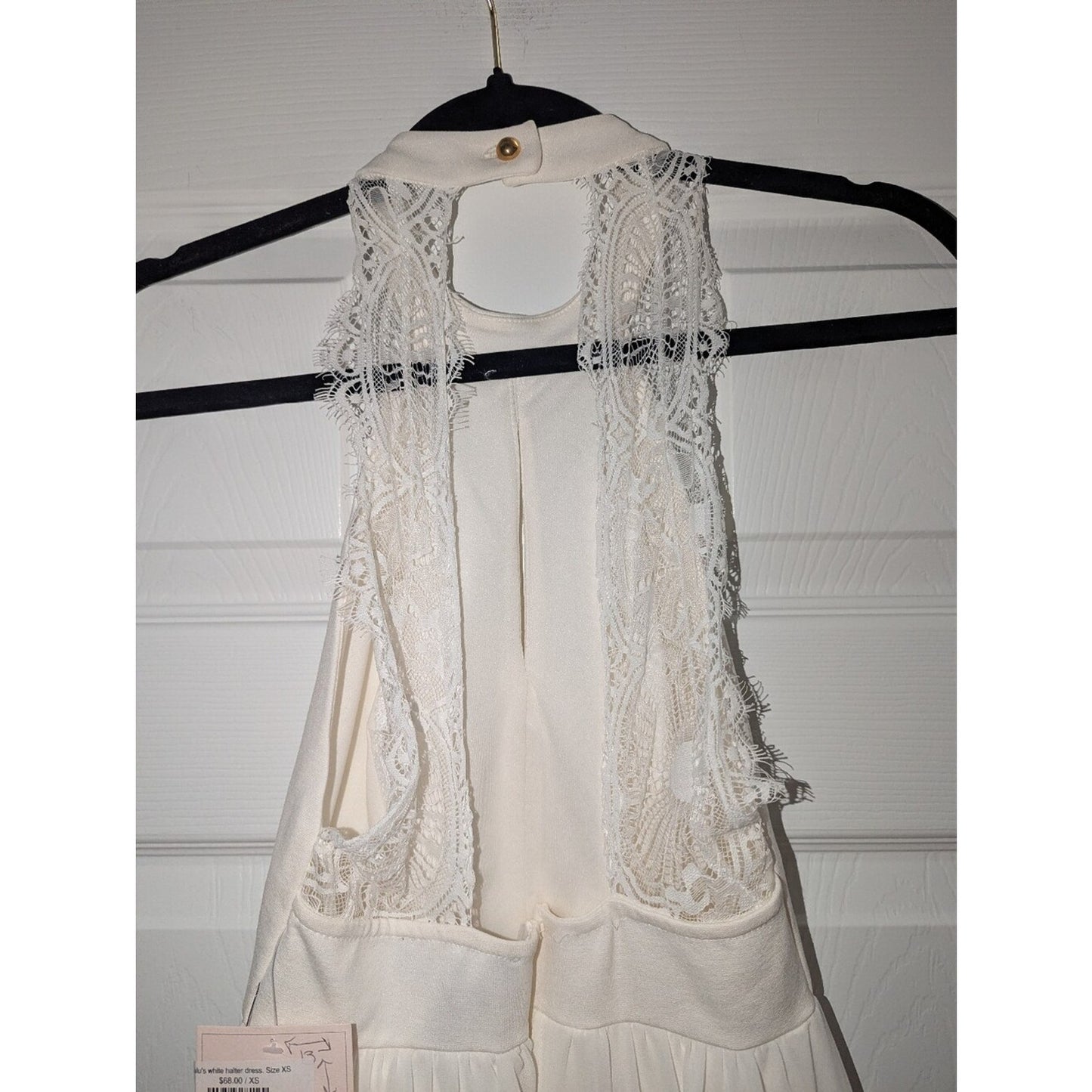 Lulus White Ivory Halter Dress Womens XS NWT Lace Back Open Back Bridal Shower