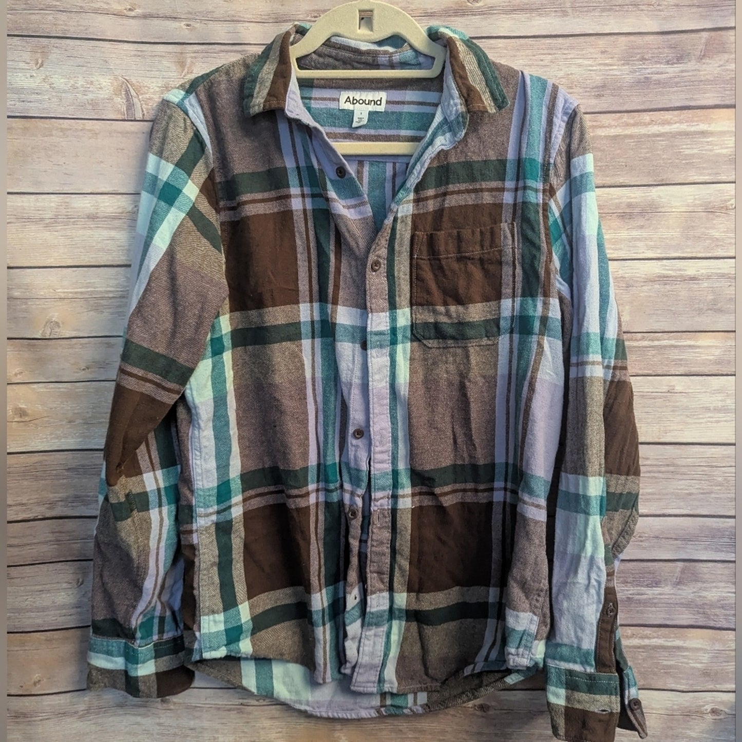 Abound Men's Casual Plaid Shirt - Brown, Blue, Green Sz s