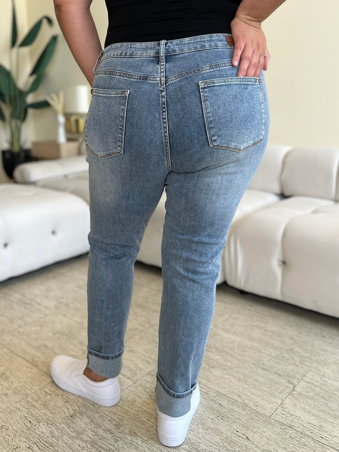 Judy Blue Full Size High Waist Cuff Hem Skinny Jeans - Scarlett's Riverside Boutique 