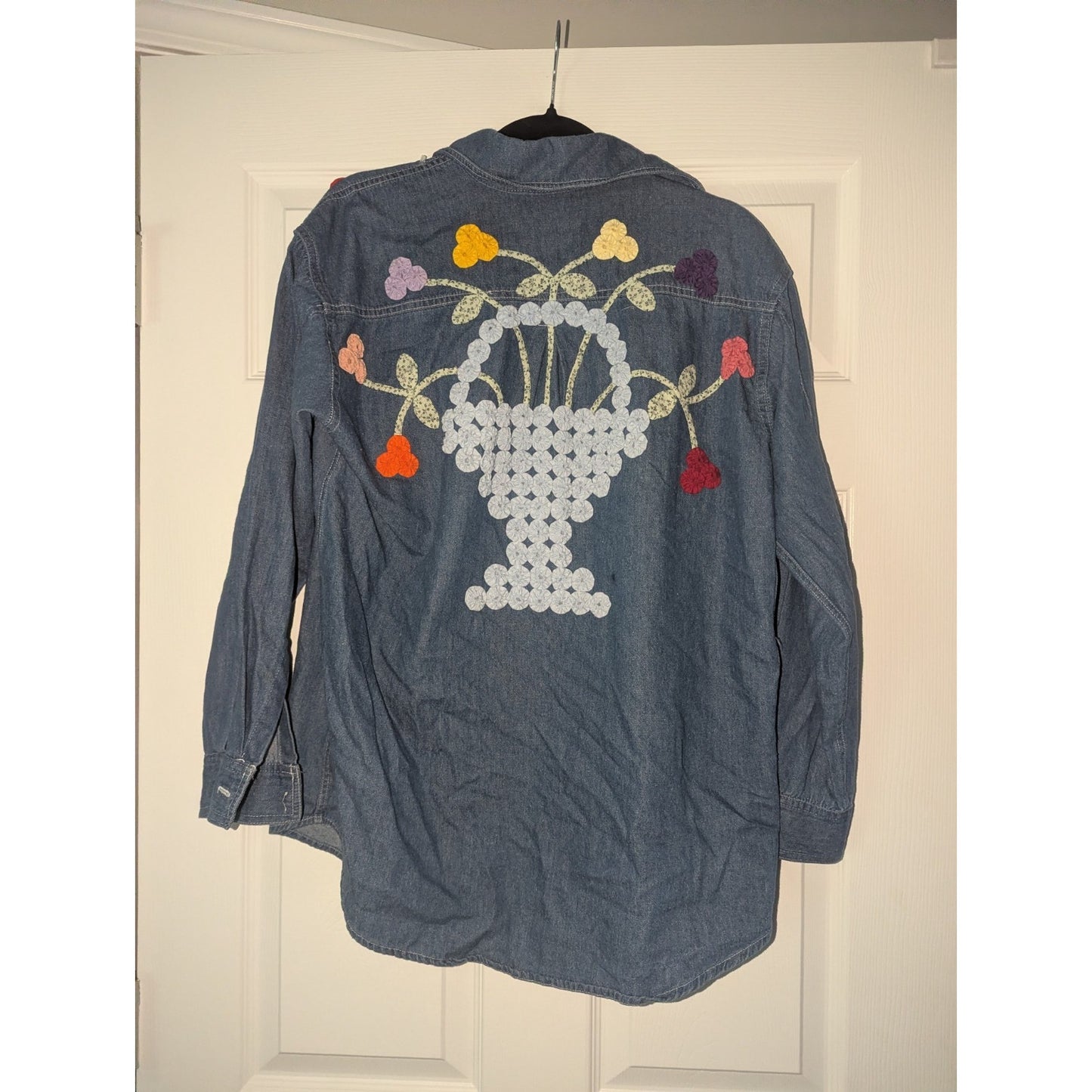 Western Country Collection Denim Button Up Shirt Jacket Women’s M Floral...