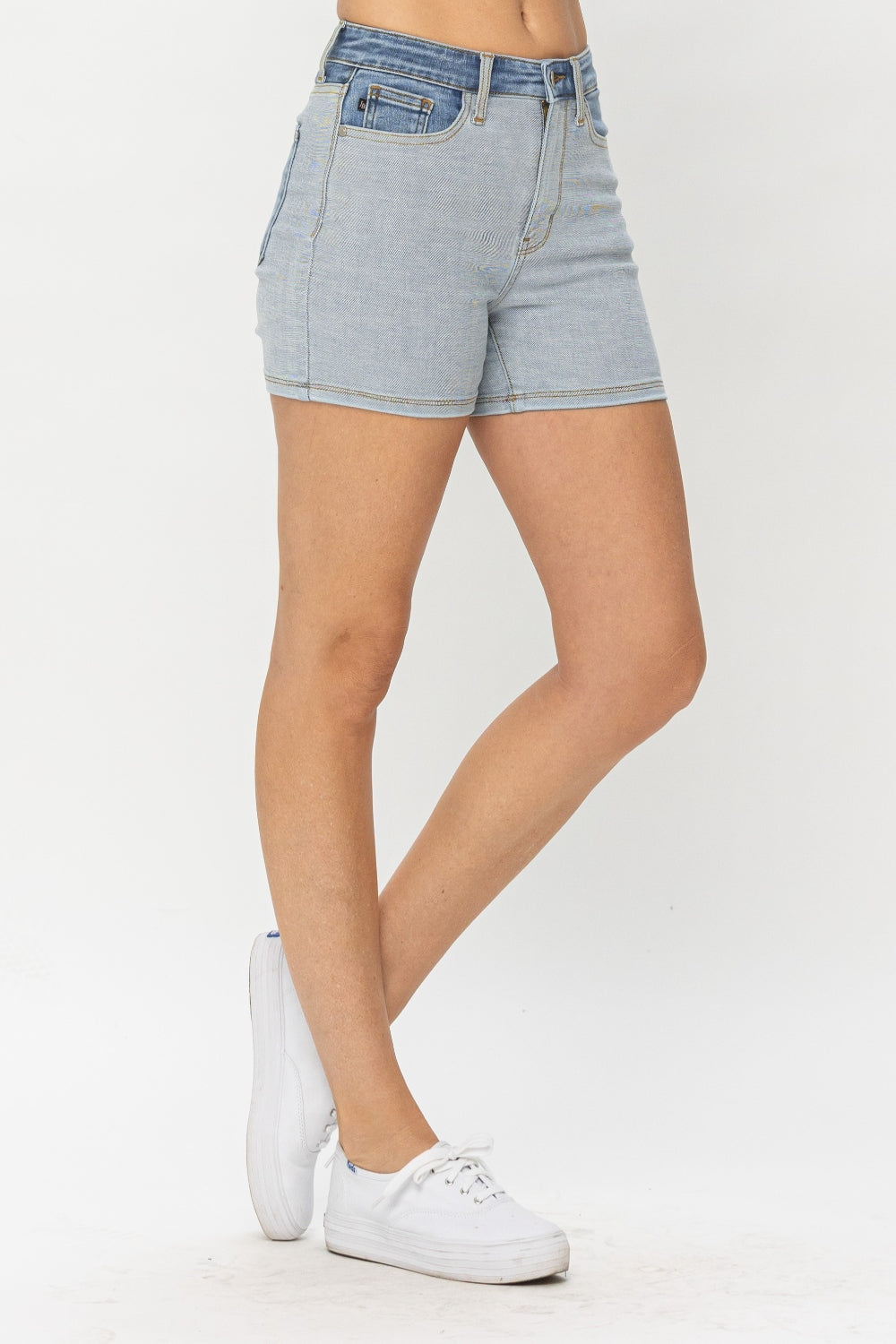 Judy Blue Full Size Color Block Denim Shorts - Scarlett's Riverside Boutique