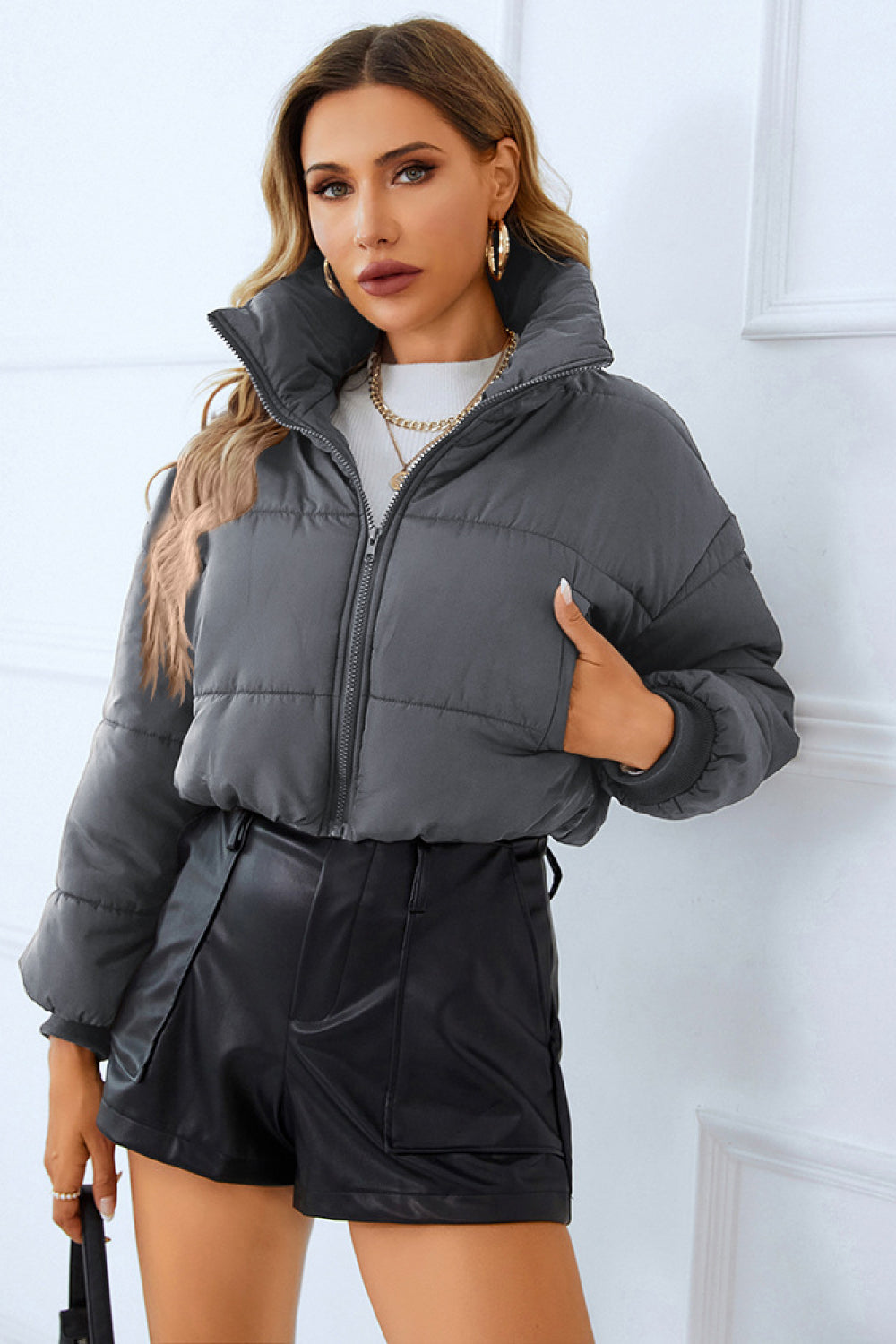 Zip-Up Winter Coat with Pockets - Scarlett's Riverside Boutique 