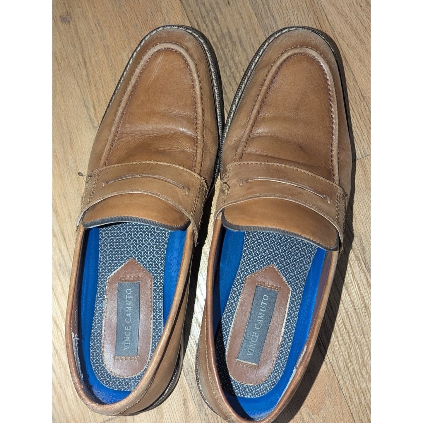 Vince Camuto Brown Leather Penny Loafers Men's Size 10 M Slip On Dress Casual