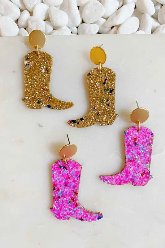 Glittered Up Cowgirl Earrings - Scarlett's Riverside Boutique 