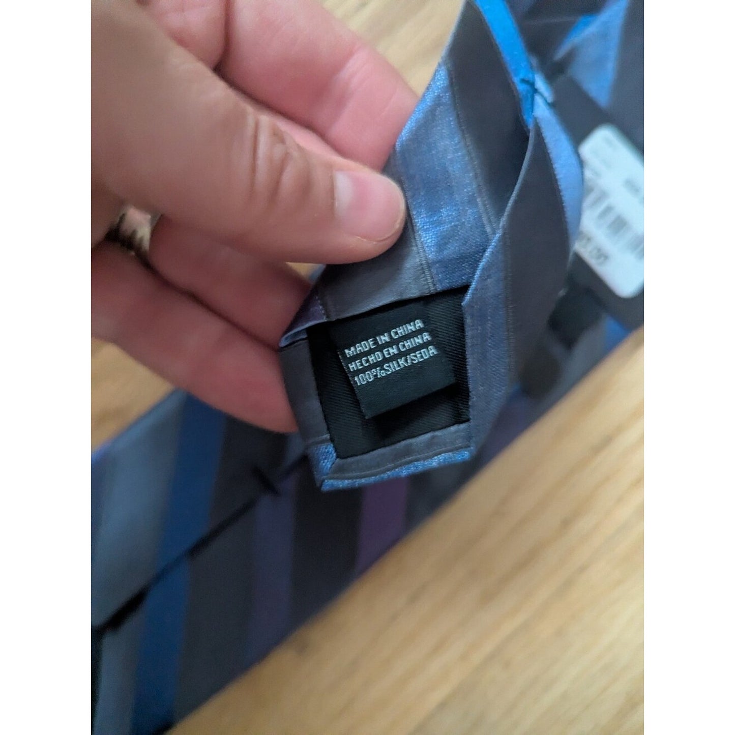 Claiborne Men’s 100% Silk Tie Gray Blue Purple Striped Necktie NWT $40 MSRP
