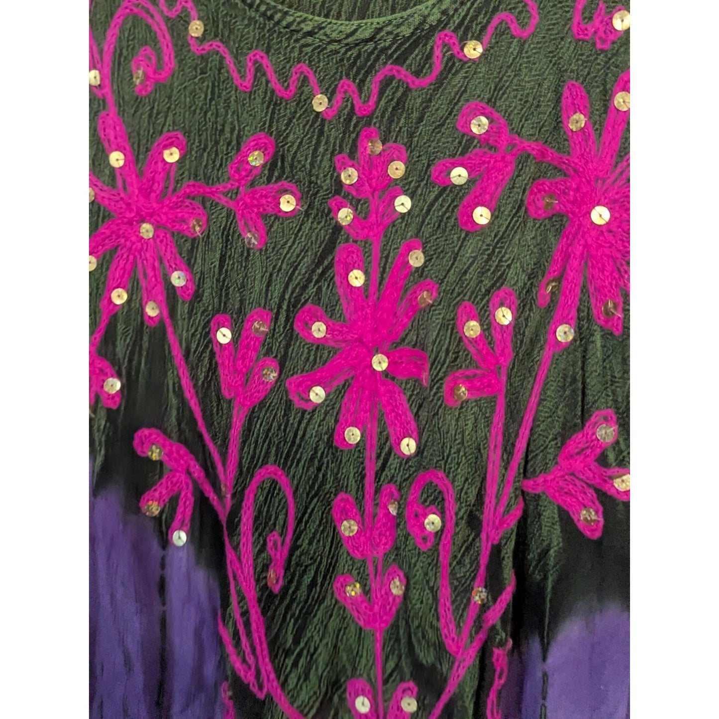 Riviera Sun Dress Women’s 2X Plus Size Tie Dye Embroidered Sequin Boho Sundress