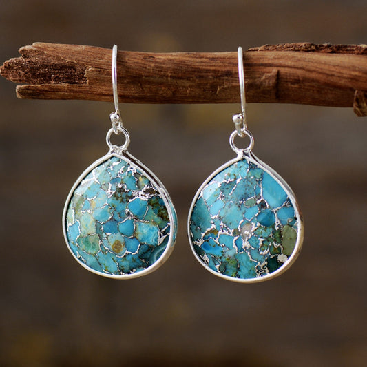 Natural Stone Teardrop Earrings - Scarlett's Riverside Boutique 