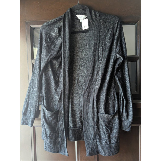 Market & Spruce Women’s Small Gray Open Front Cardigan Sweater Long Sleeve Pocke