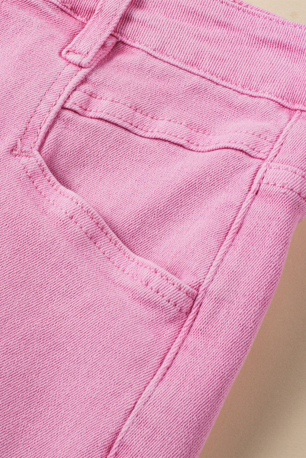 Pink Frayed Edge Mid Rise Denim Shorts - Scarlett's Riverside Boutique 