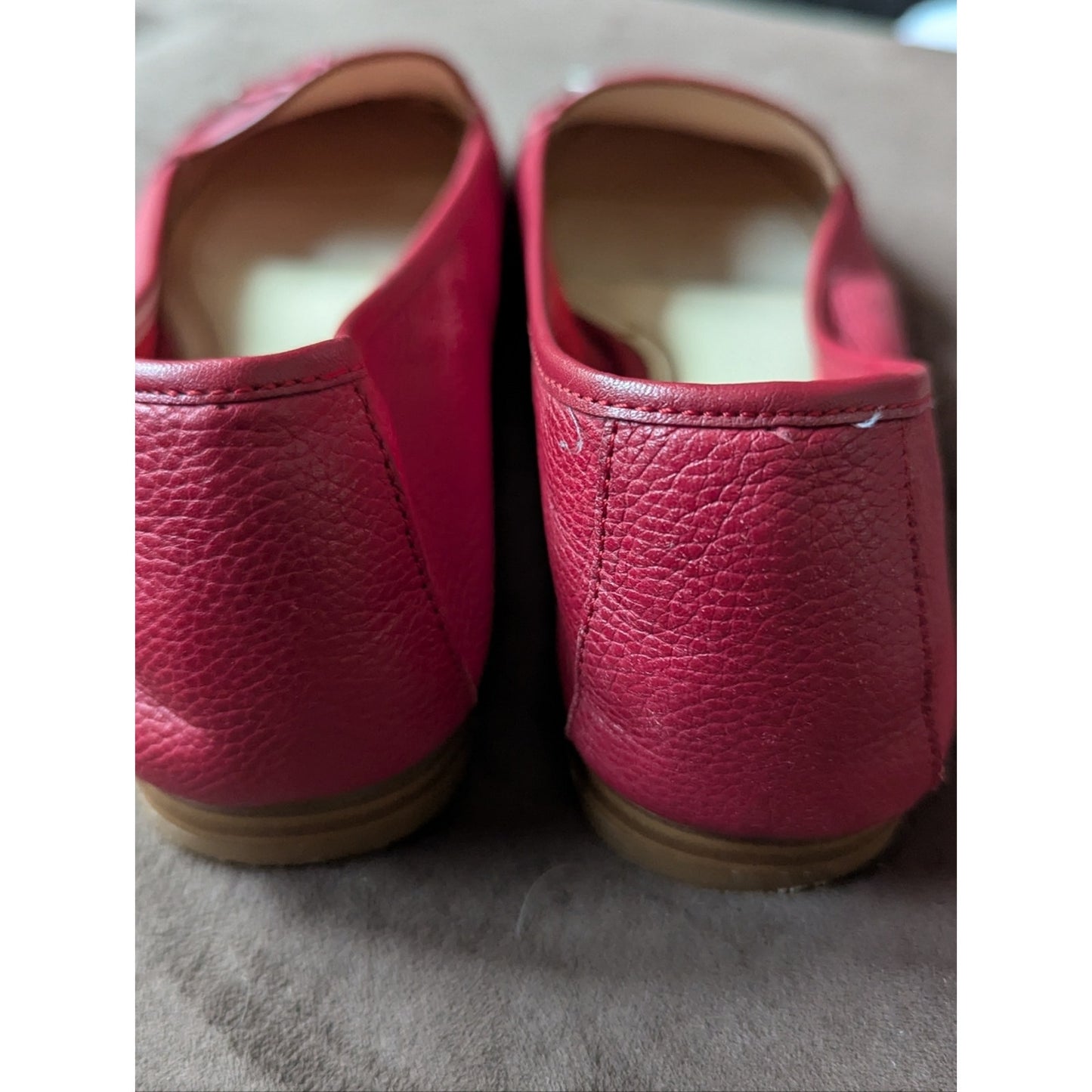 Alex Marie Red Pebbled Leather Loafers Bow Detail Slip On Flats Women’s 6.5