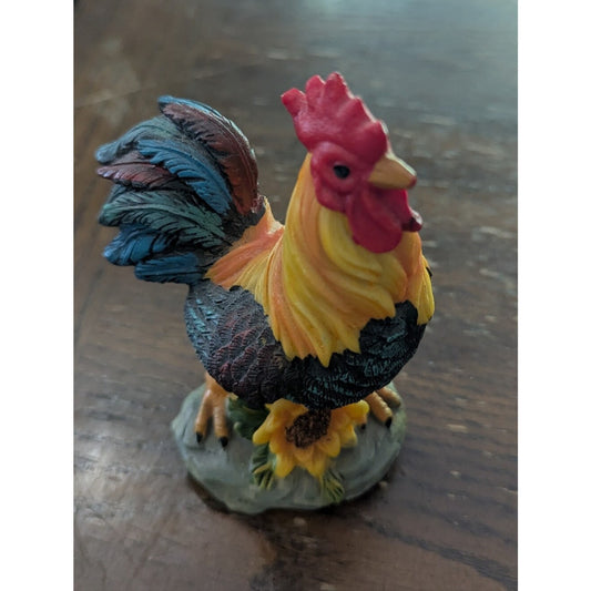 Gerson Rooster Figurine Farmhouse Chicken Resin Decor Sunflower Base Country Kit