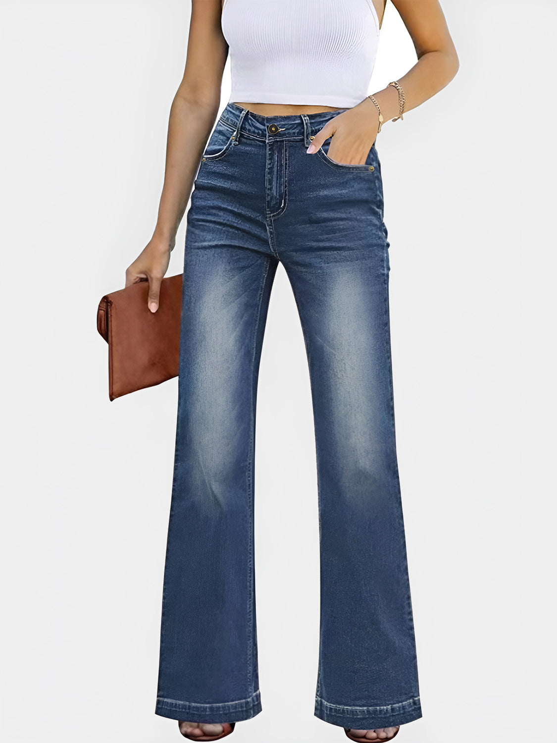 High Waist Bootcut Jeans with Pockets - Scarlett's Riverside Boutique 