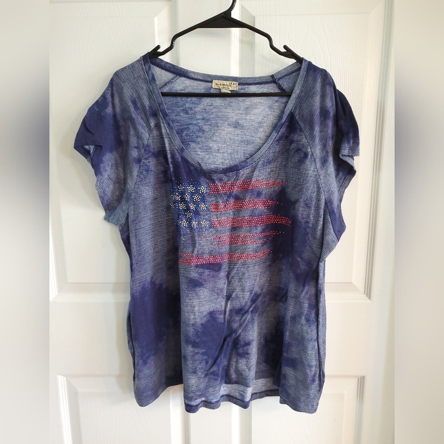 Vintage-Vibe USA Flag Tee | Navy Tie Dye | Size 2XL #68