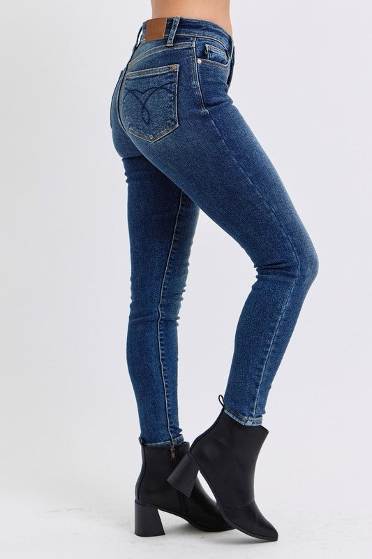 Judy Blue Full Size Run Mid-Rise Waist Skinny Jeans with Thermal Lining - Scarlett's Riverside Boutique 