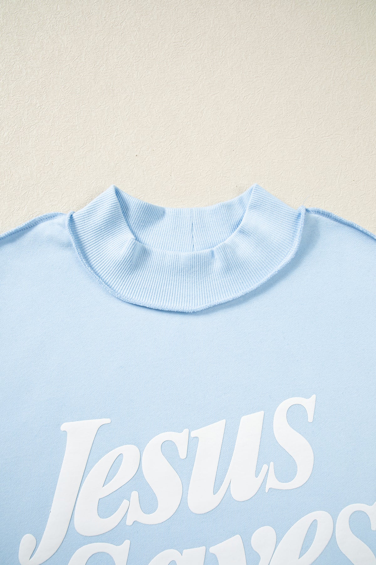 Dark Brown Jesus Saves Slogan Print Stand Neck Baggy Sweatshirt