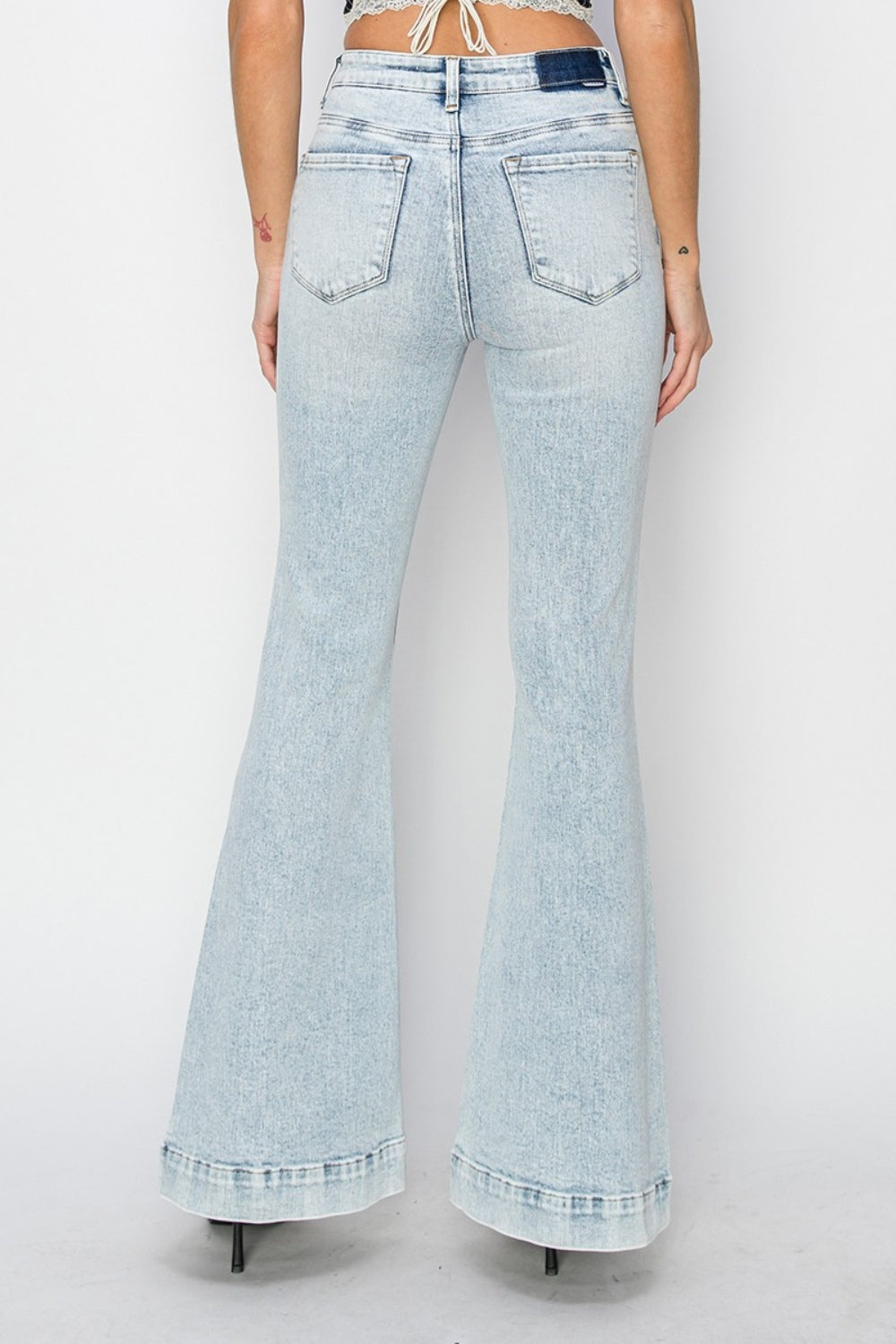 Risen Full Size High Rise Front Patch Pocket Flare Jeans - Scarlett's Riverside Boutique 