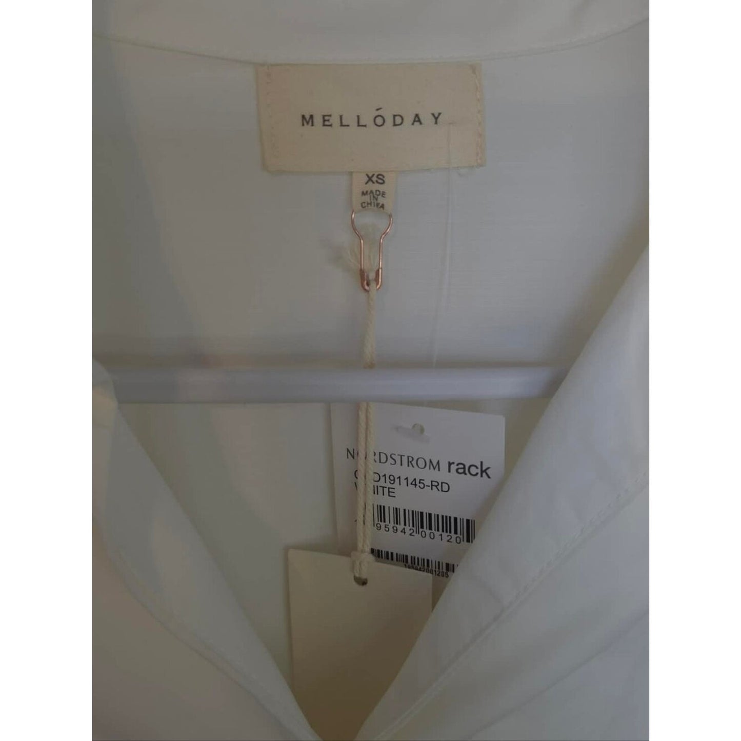 MELÓDAY Shirt Dress Women’s XS Ivory Collared Button Front Midi Dress NWT