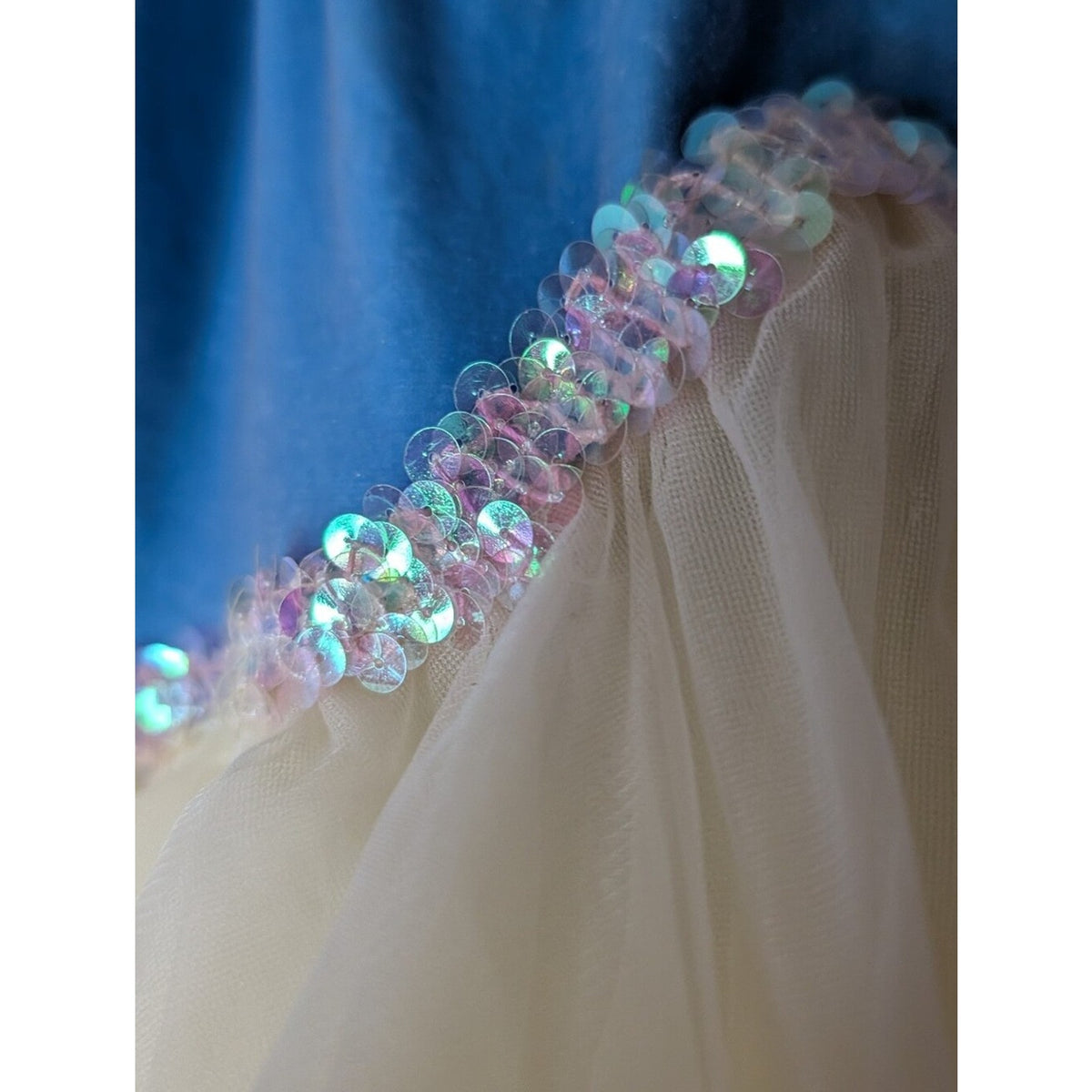 costume gallery girls medium fairy princess dress blue ivory floral tulle sequin