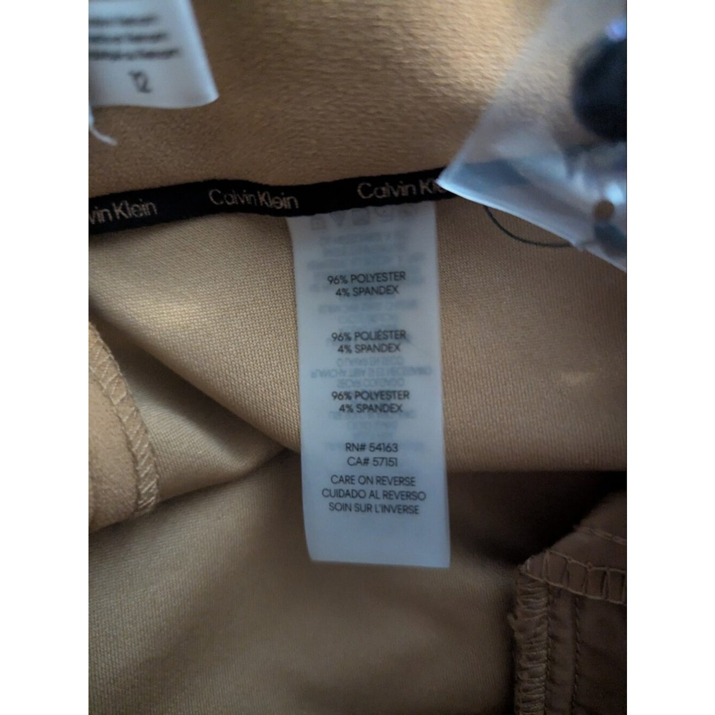 NWT Calvin Klein Camel Faux Suede Tapered Leg Pants Size 12 Inseam 32"