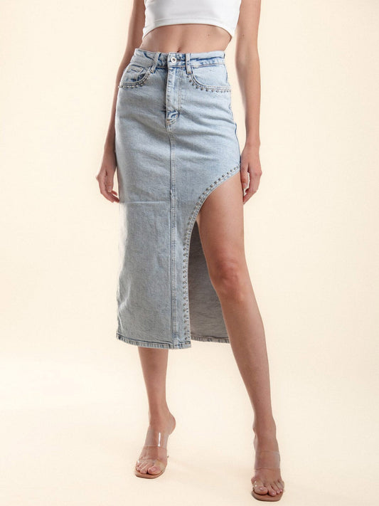 Women's stud detailed denim skirt - Scarlett's Riverside Boutique 