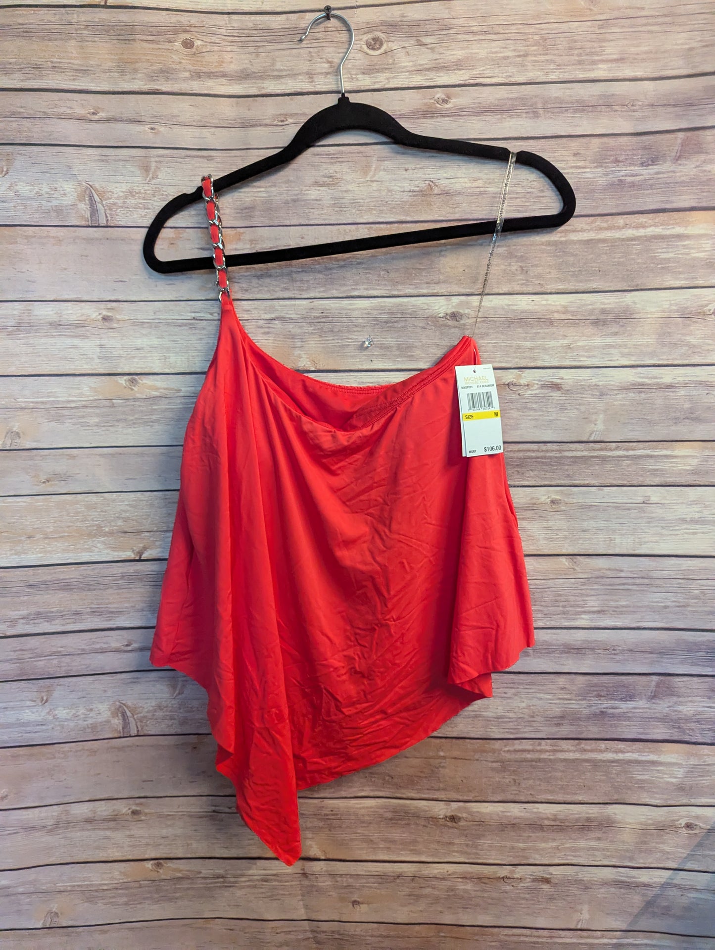 Michael Kors Vibrant Red Top One Shoulder Tankini Top - Sz M
