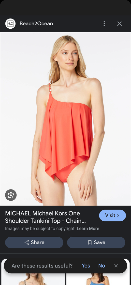 Michael Kors Vibrant Red Top One Shoulder Tankini Top - Sz M
