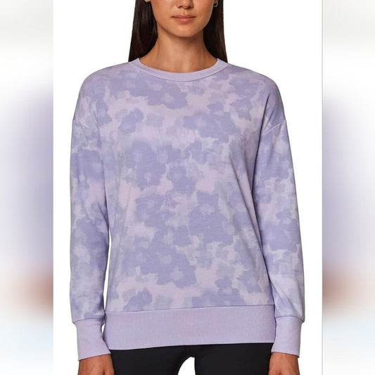 Women's Lavender Tie-Dye Crewneck Sweatshirt Size XL Soft Casual Lounge Pullover
