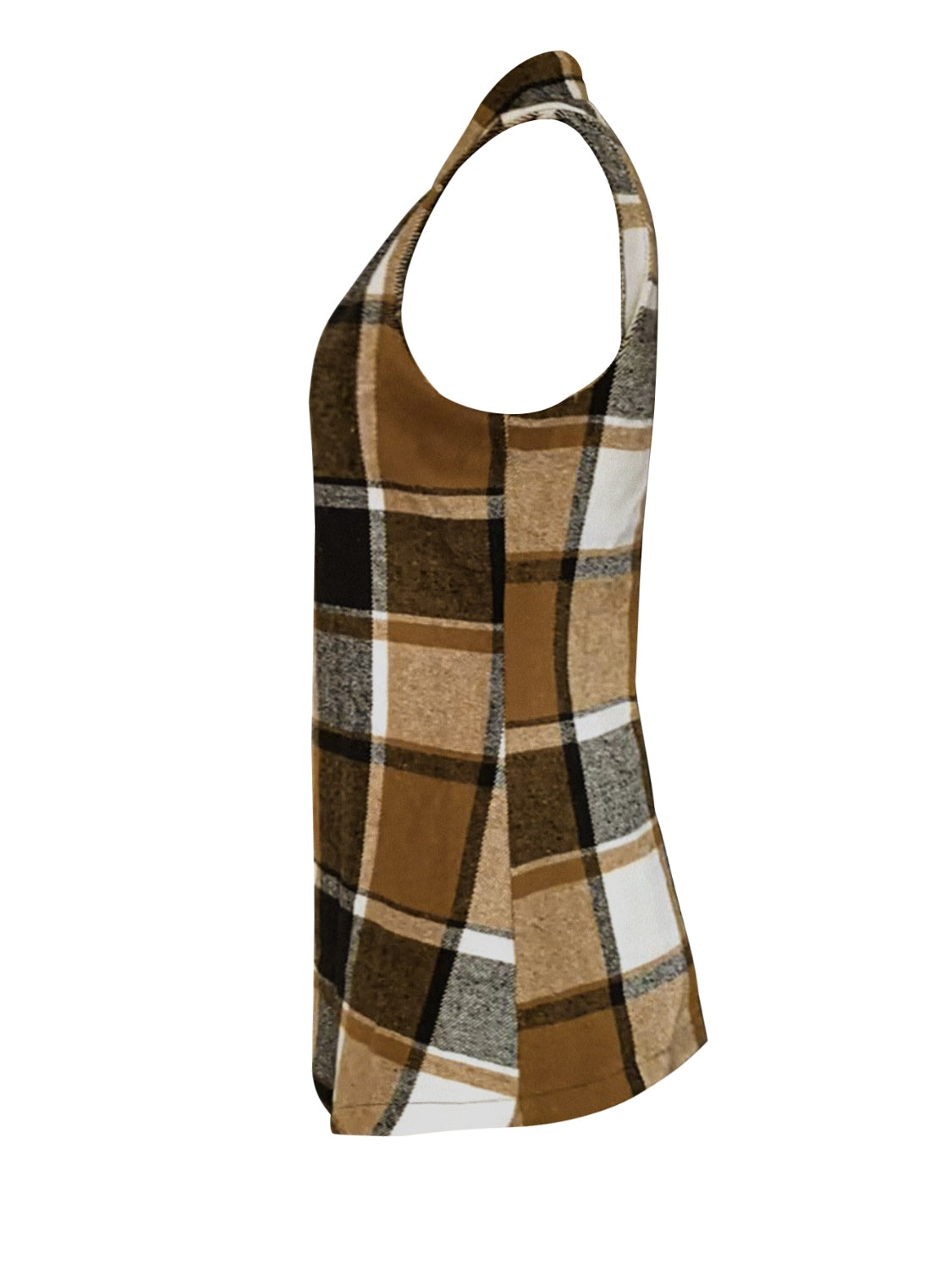 Plaid Open Front Collared Neck Vest - Scarlett's Riverside Boutique 