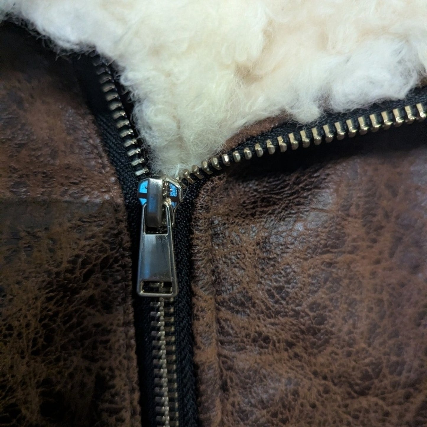 Rachel Roy Brown Faux Leather Shearling Moto Jacket Aviator Belted Zip Coat