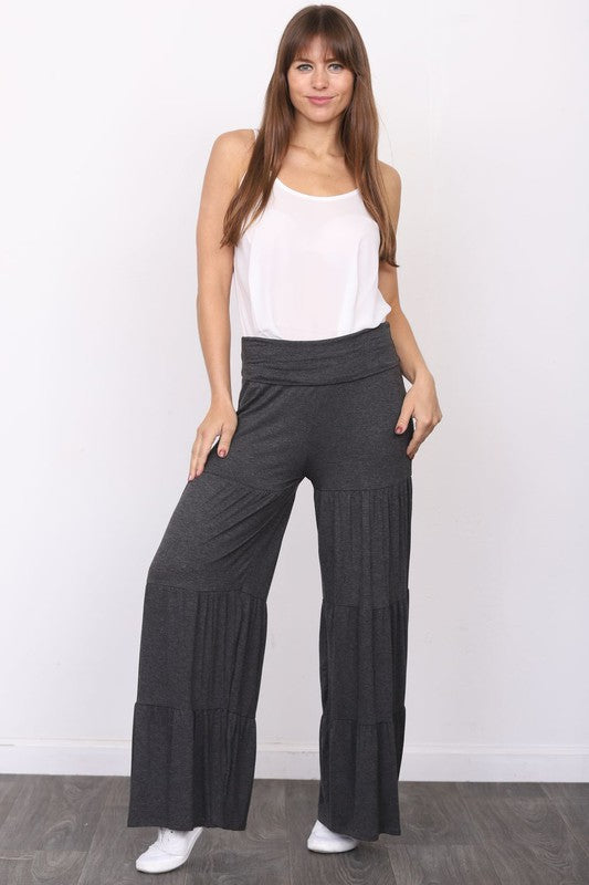 Solid Tiered Wide Leg Pants - Scarlett's Riverside Boutique 