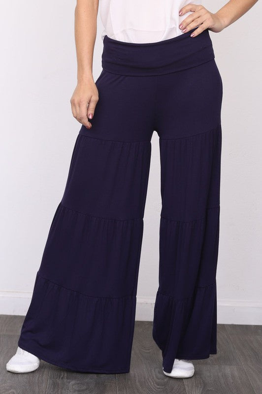 Solid Tiered Wide Leg Pants - Scarlett's Riverside Boutique 